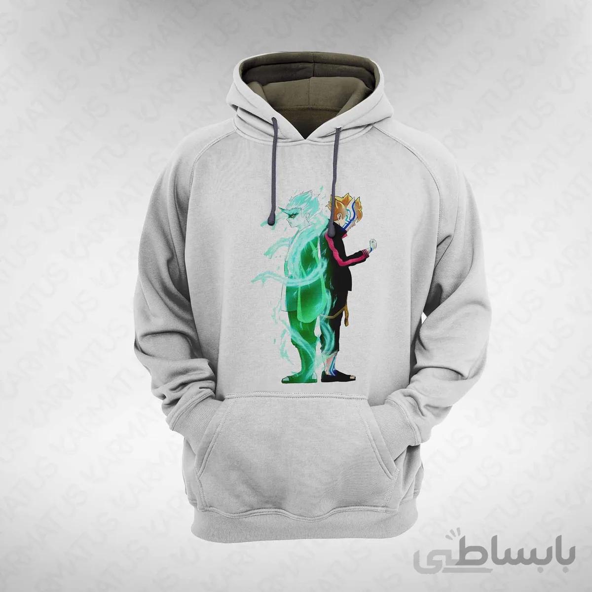 هودی سفید طرح انیمه بوروتو Boruto