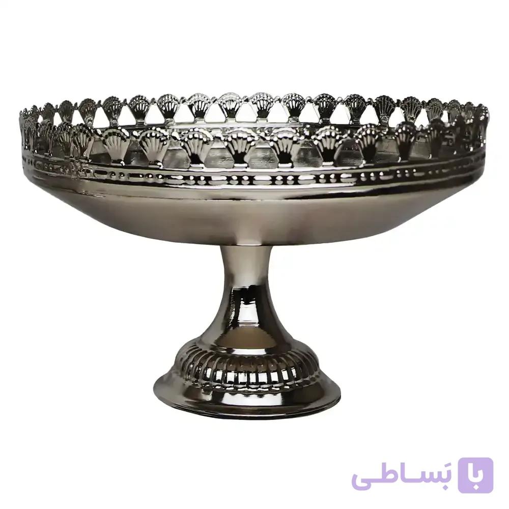 ظرف میوه خوری گرد پایه دار سیلور