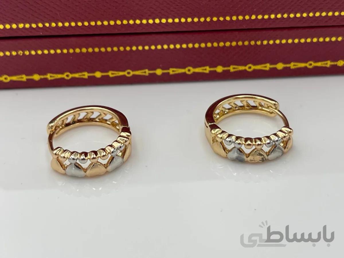 گوشواره ژوپینگ قلب دو رنگ
