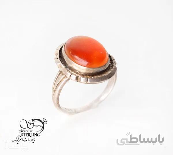 انگشتر عقیق زنانه طرح مسی با نگین نارنجی کد 520978