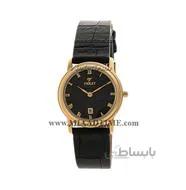 ساعت مچی ویولت زنانه کلاسیک گرد چرمی طلایی صفحه مشکی شماره یونانی کد 0418/2L