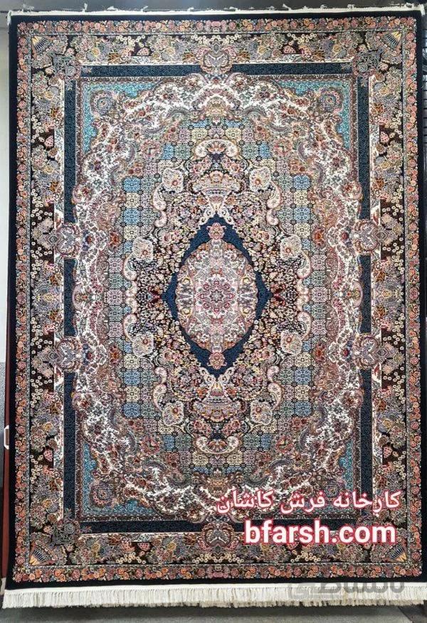 فرش کاشان طرح تندیس سرمه ای 700 شانه