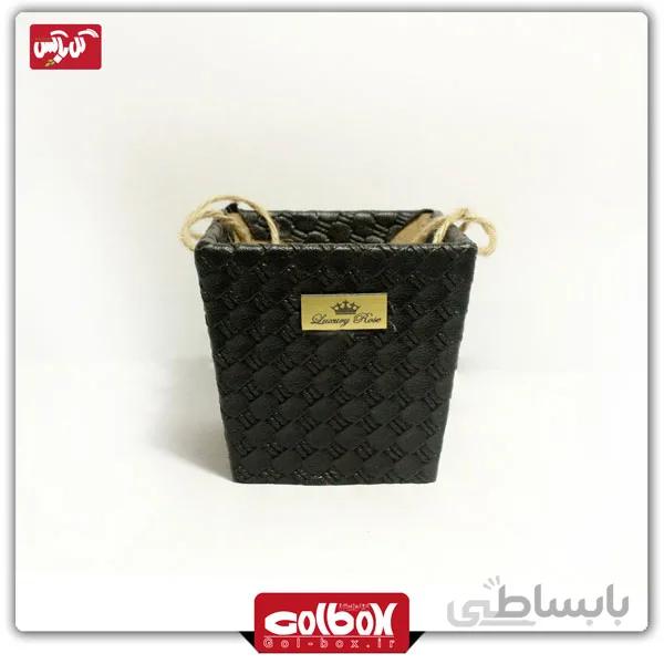 باکس گل چرمی مربعی رنگ مشکی کد 2120
