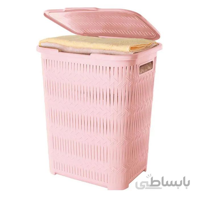 سبد رخت دربدار بلند بامبو لیمون
