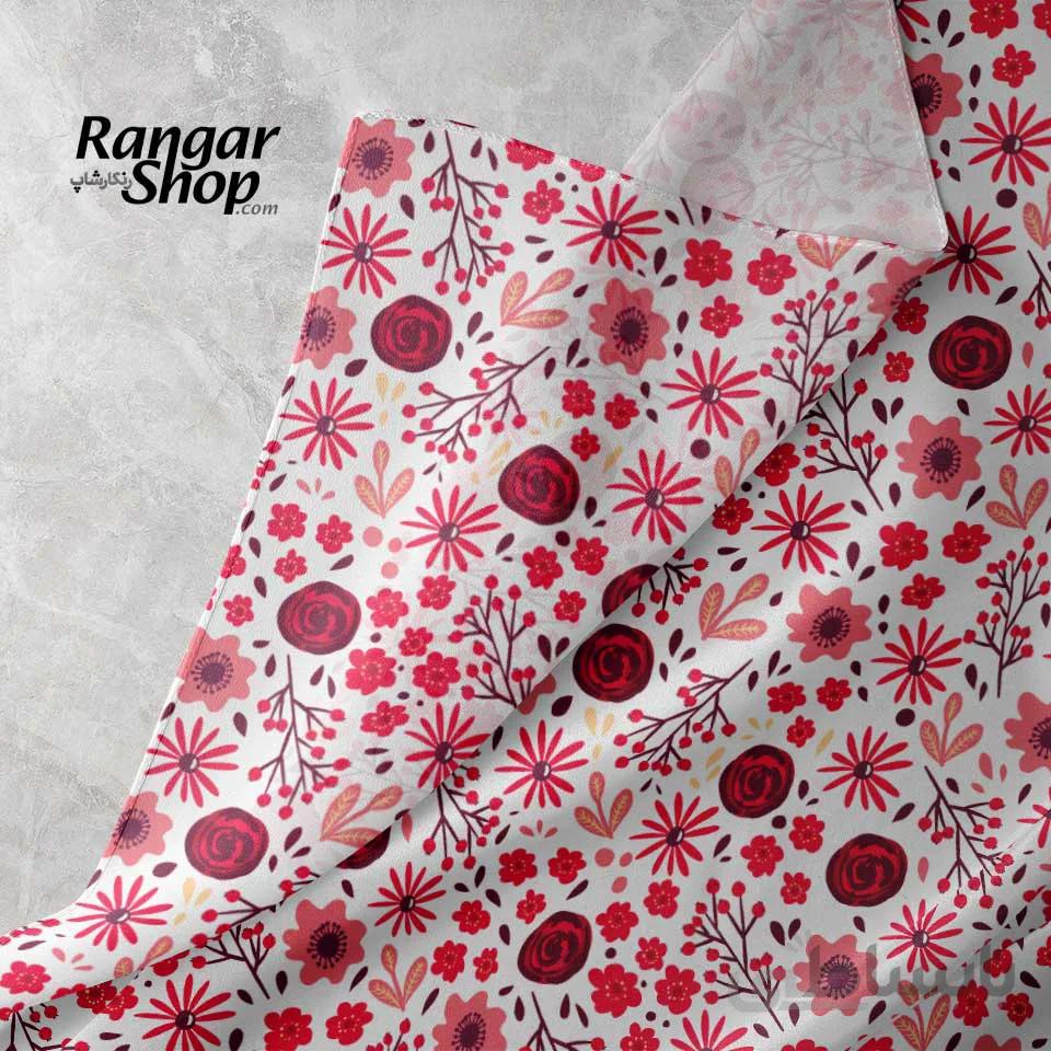 پارچه ساتن ظریف مات گل گلی کد 477480