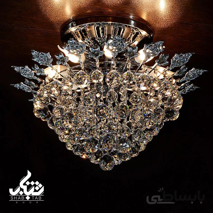لوستر سقفی کریستالی قطر 50 کروم کد 2631