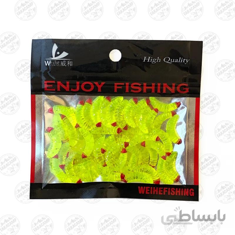 کرم ژله ای مصنوعی ماهیگیری weihe fishing بسته 50 عددی فسفری