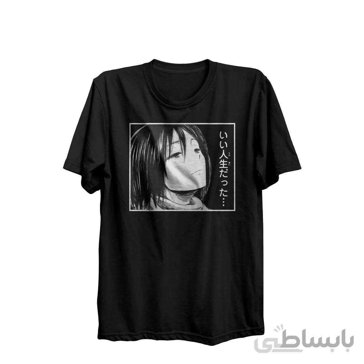 تیشرت یقه گرد مشکی طرح شخصیت میکاسا انیمه اتک آن تایتان Attack on Titan کد KCT10019