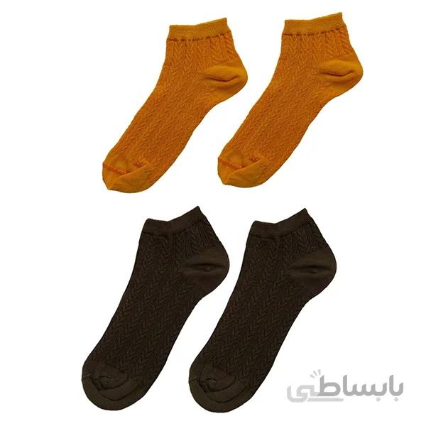 پک دو جفتی جدیدترین جوراب طرح بافتنی ساق کوتاه زنانه کد PH497.8