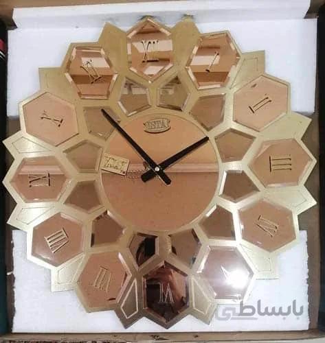 ساعت دیواری آینه ای طلایی طرح کندو
