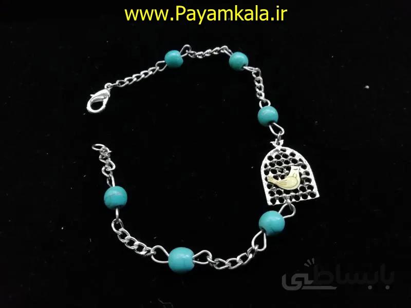 دستبند زنجیری استیل پلاک دار طرح مرغ آمین
