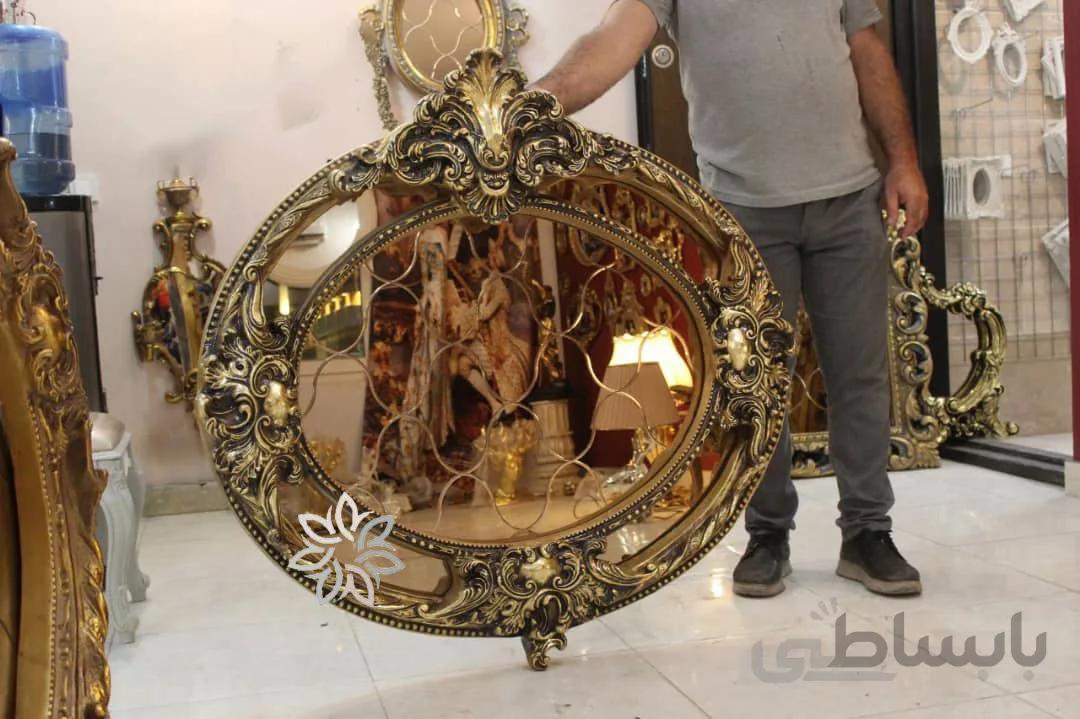 قاب پرنسس فایبرگلاس آبکاری طلا با آینه برنز برش دار کد ۱۰۱۹۸۵