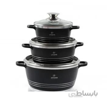 سرویس قابلمه سرامیکی لایف اسمایل مدل LUP 6BB شامل 6 پارچه ا LIFESMILE LUP-6BB Classic Cookware Set