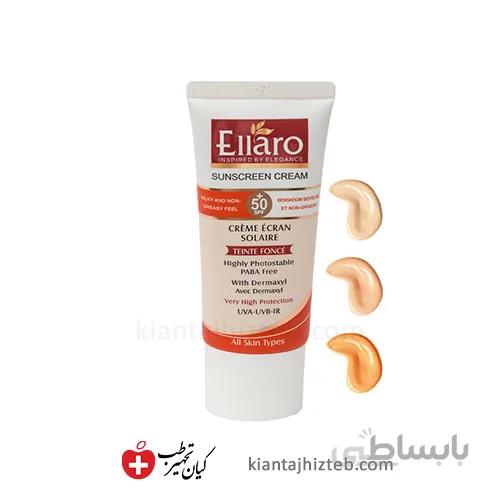 کرم ضد آفتاب رنگی Ellaro با spf50 مناسب انواع پوست