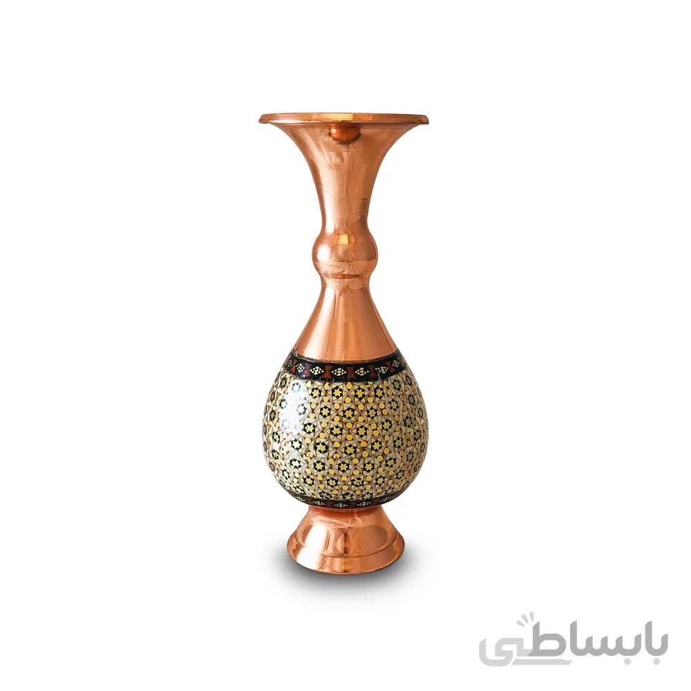 گلدان صراحی مس و خاتم 16 سانتی ا قیمت به شرط خرید تیمی