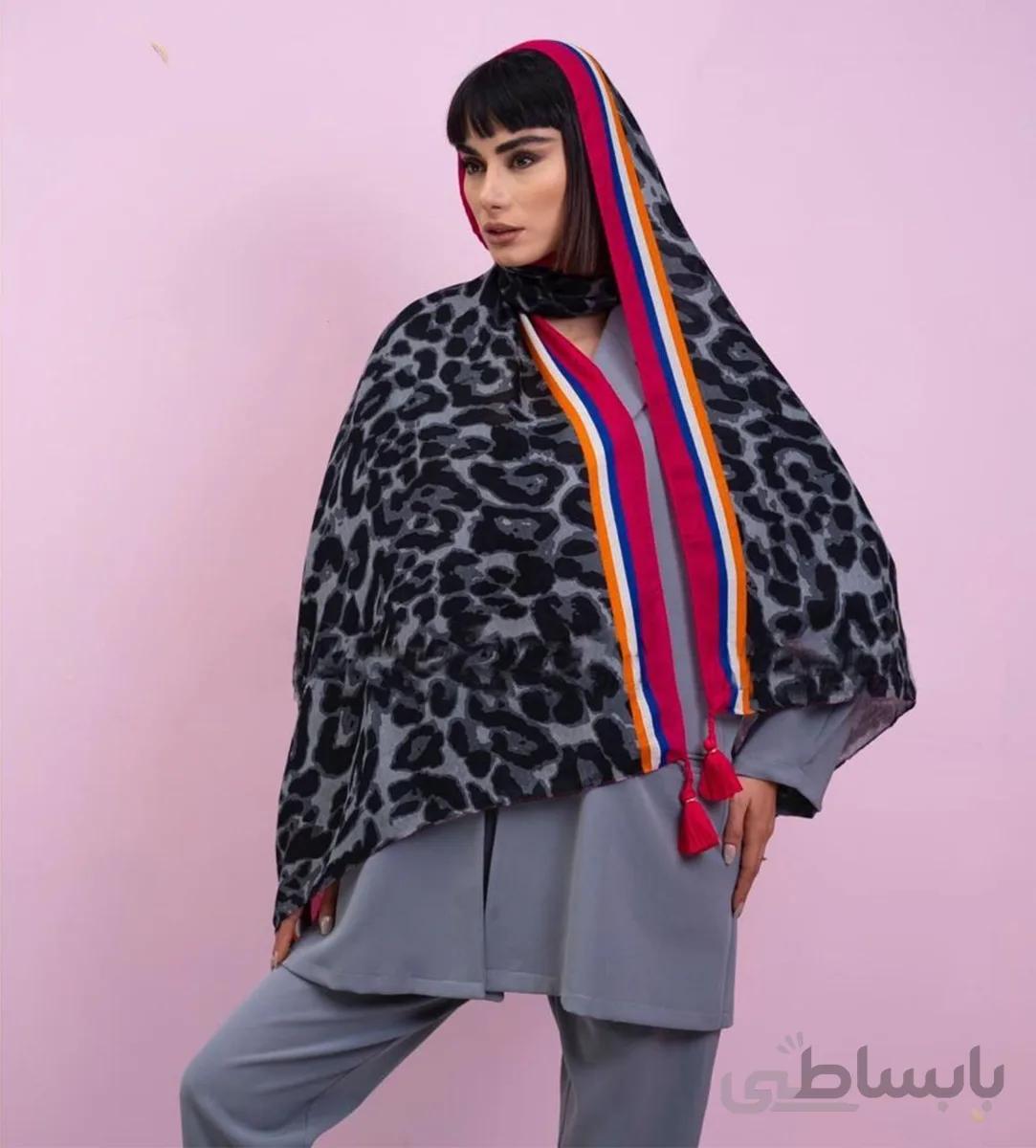 ✅شال پلنگی منگوله دار