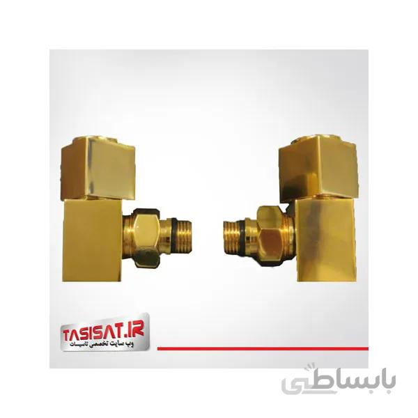 شیر رادیاتور دکوراتیو کروم طلایی فلت ا و حوله خشک کن دکوراتیو با متریال کروم طلایی مات