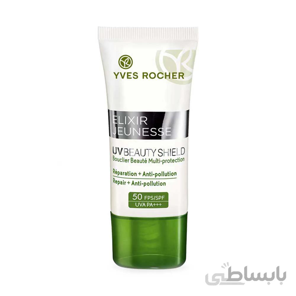 کرم ضدآفتاب و ترمیم کننده ایوروشه مدل elixir jeunesse حجم 30 میلی لیتر ا yves rocher elixir jeunesse uvbeauty shield 30ml