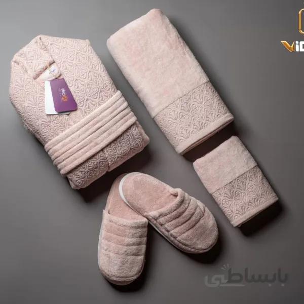سرویس حوله5تیکه ترک طرح hiro مخمل ابریشمی ساده