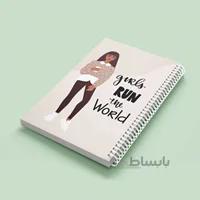 دفتر فانتزی سیمی خط دار و نقطه ای "GRL PWR"