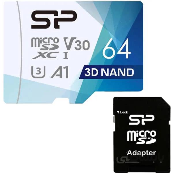 کارت حافظه microSDXC سیلیکون پاور مدل Superior pro کلاس 10 استاندارد UHS-I U3 سرعت 90MBps ظرفیت 64 گیگابایت به همراه آداپتور SD ا Silicon Power Superior Pro UHS-I U3 Class 10 90MBps microSDXC 64GB with SD Adapter