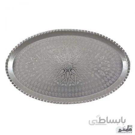 سینی مسی بیضی نقره ای سایز 4