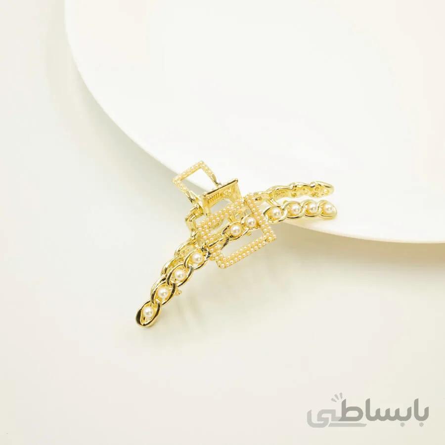کلیپس فلزی مروارید و نگین کد c129