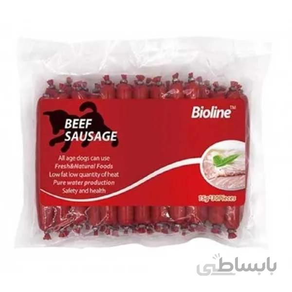 سوسیس بایولاین مخصوص سگ با طعم گوشت گوساله بسته 30 عددی ا Bioline Beef Sausage for Dogs 30 pcs