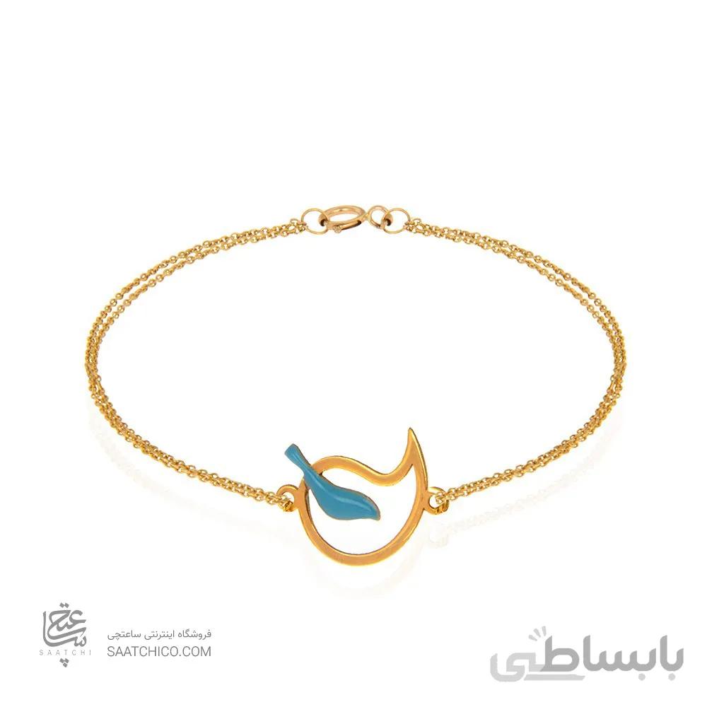 دستبند طلا زنانه طرح بته جقه و پرنده کد CB348