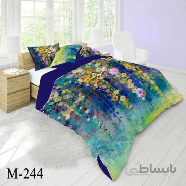 روتختی سه بعدی ساتن ابریشم ترک طرح گلدار کد M 244