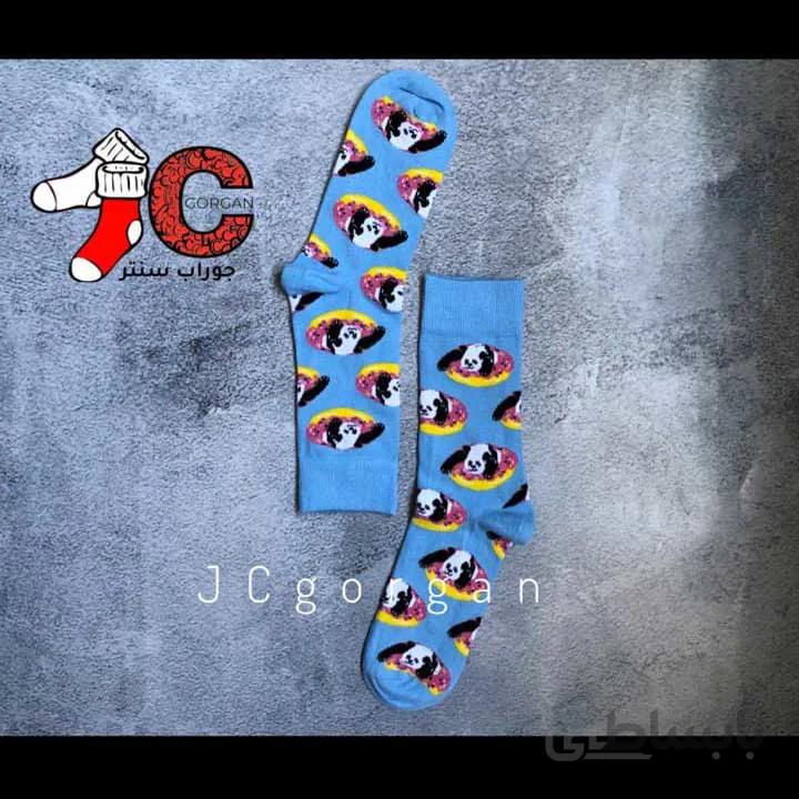 جوراب ساق بلند طرح پاندا و دونات
