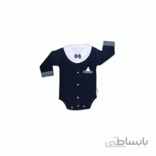 زیر دکمه استین بلند نوزادی مدل پاپیون سرمه ای کوکالو CoCaLo