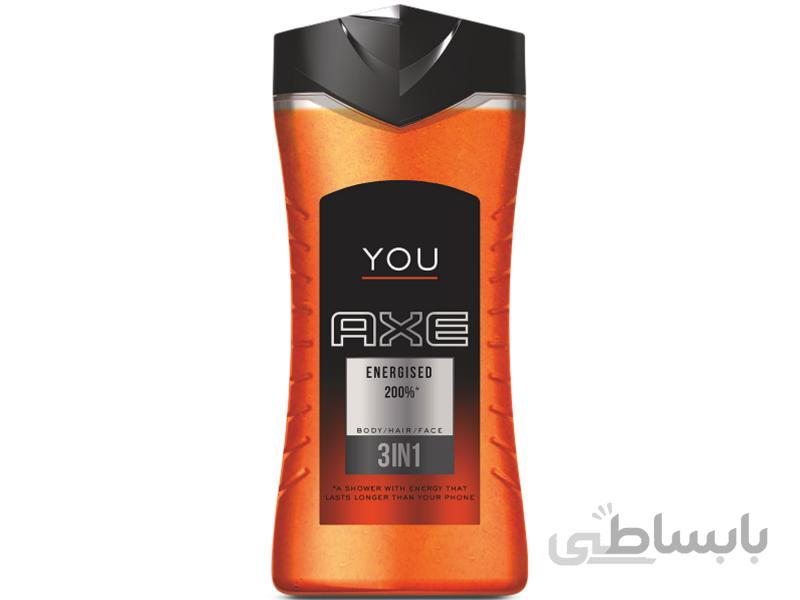 شامپو بدن آکس مدل Axe Yo Energised 200% 3 In 1 حجم 250 میلی لیتر