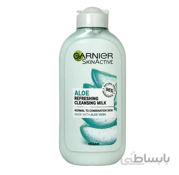 شیر پاک کن آلوئه ورا گارنیر اصل فرانسوی | شاداب کننده پوست نرمال و مختلط | ۲۰۰ میل ا Garnier SkinActive Botanical Cleansing Milk With Aloe Vera For Normal To Combination Skin 200ml