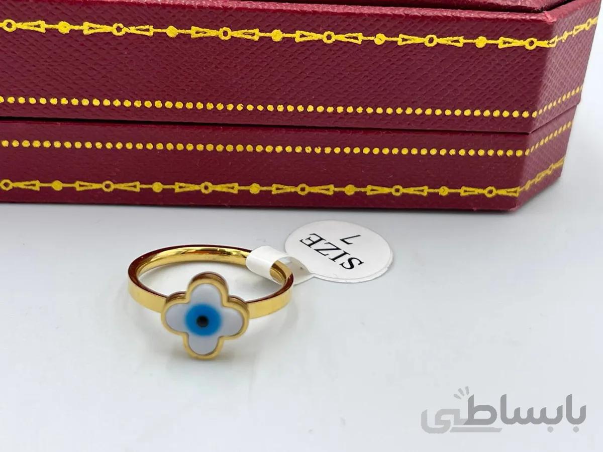 انگشتر چشم نظر طرح ونکلیف طلایی
