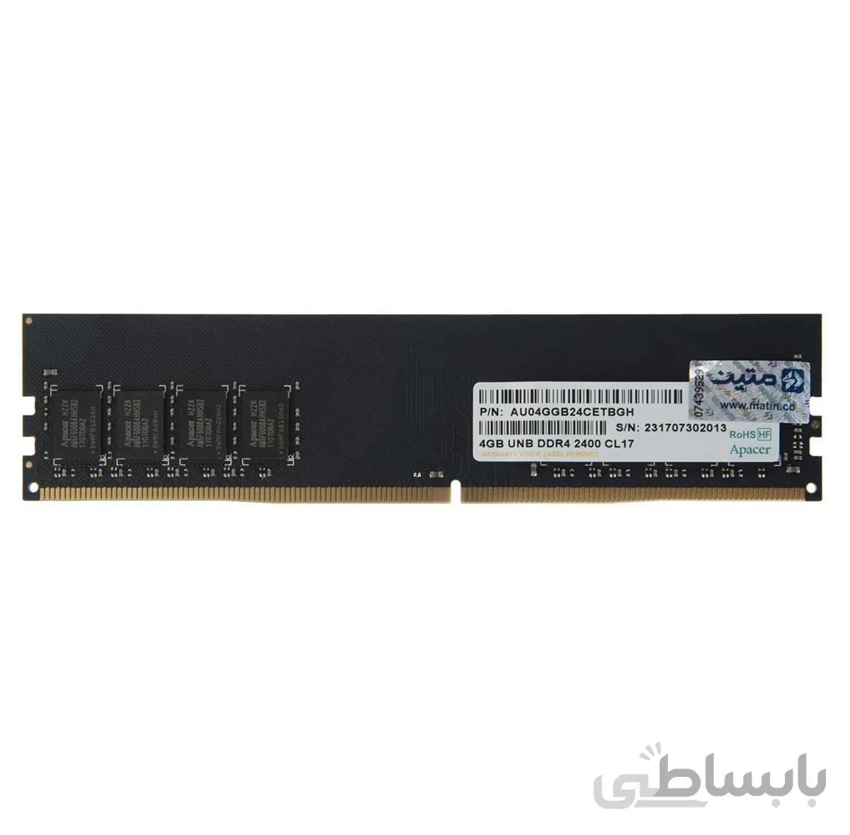 رم دسکتاپ DDR4 تک کاناله 2400 مگاهرتز اپیسر ظرفیت 4 گیگابایت