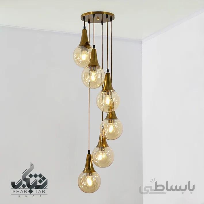 لوستر آویز شش شعله المپیک کد 670 آنتیک SHJ