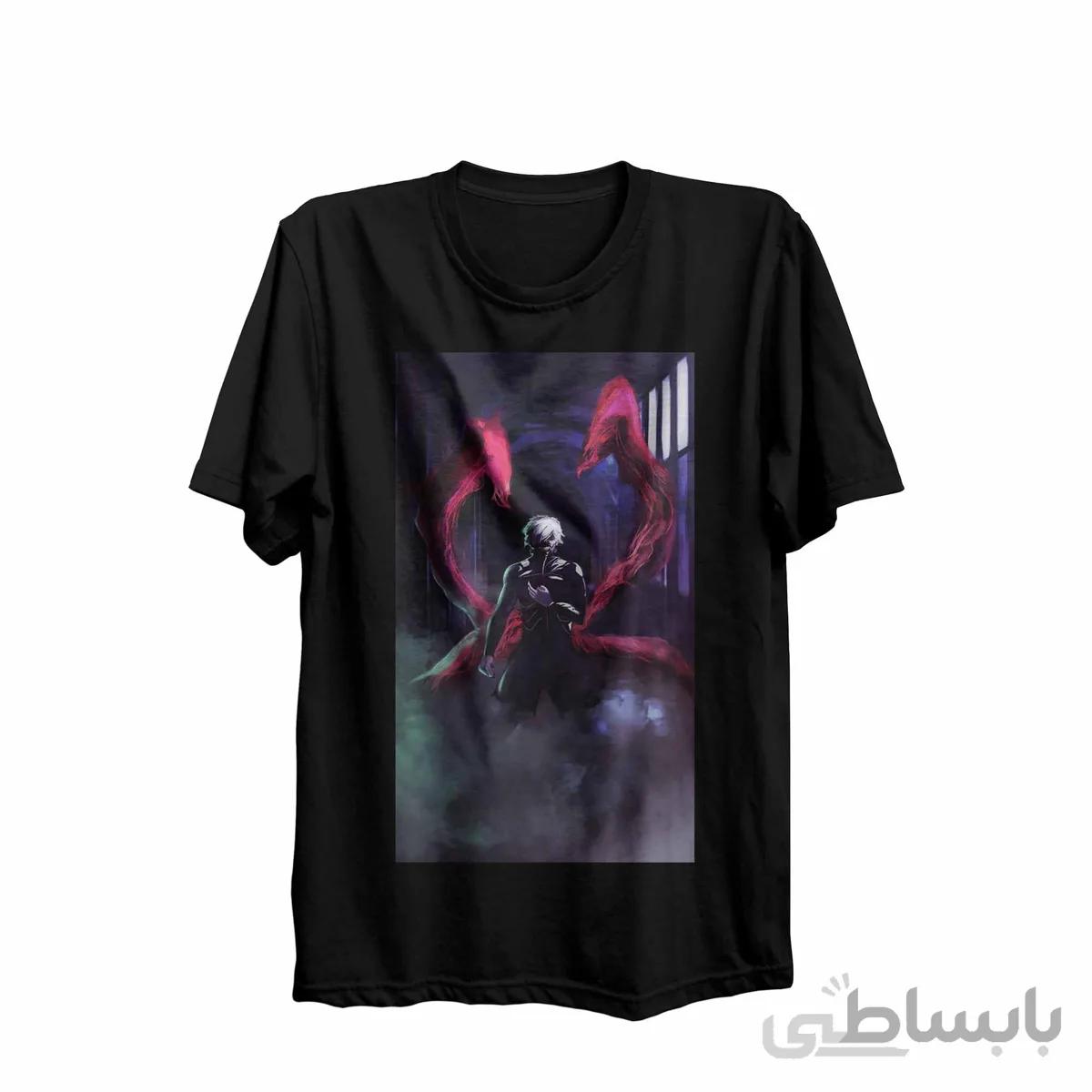 تیشرت یقه گرد مشکی طرح انیمه توکیو غول Tokyo Ghoul کدKCT10435