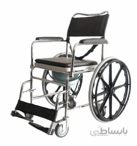 ویلچر حمامی 6 چرخ با قابلیت قرار گیری بر روی توالت فرنگی
