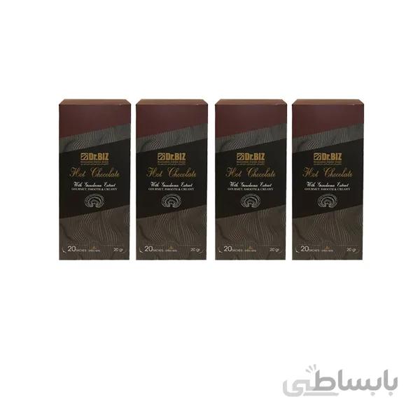 پک 4 بسته ای هات چاکلت (شکلات داغ) دکتر بیز_ قارچ گانودرما 20 عددی ا Pack 4 pcs - Coffee Chocolate Dr.BIZ - Ganoderma Extract 20 Sachets