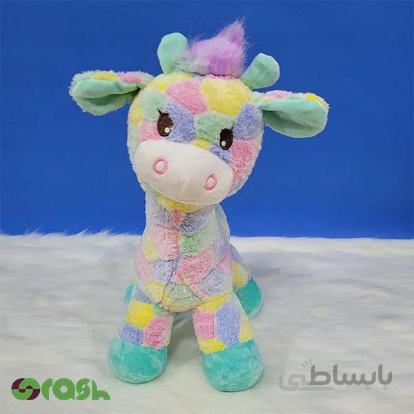 عروسک زرافه چهل تیکه رنگی ( ارتفاع 35 سانتی متر )