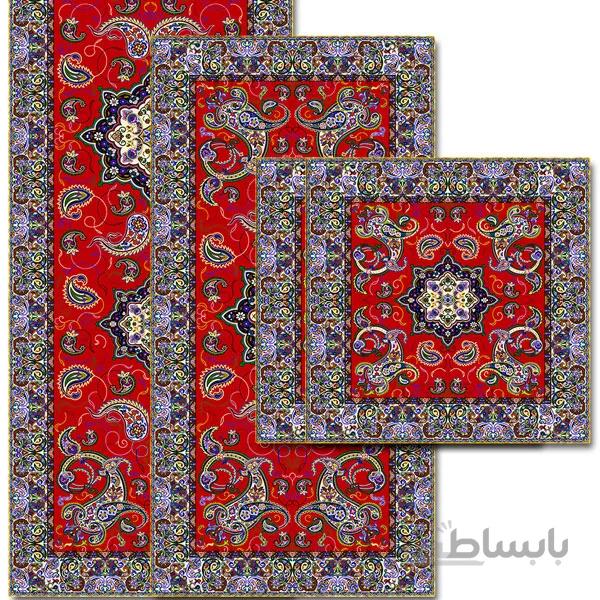 رومیزی مربع ترمه طرح سالار مشکی ابریشم کد 710 کد 410522