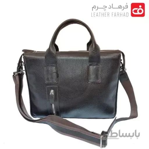 کیف اداری دو دسته دو فایل چرم طبیعی تبریز