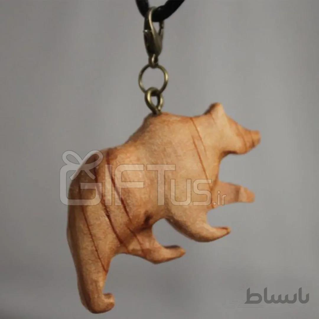 گردنبند چوبی خرس (نیم رخ)