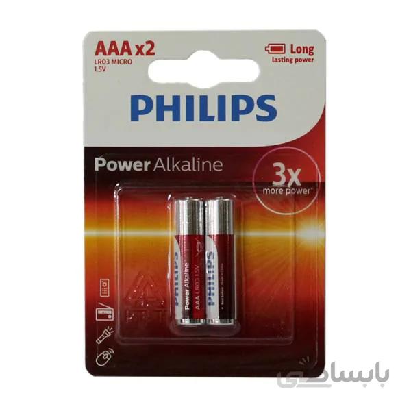 باتری نیم قلمی فیلیپس مدل Power Alkaline بسته ۲ عددی