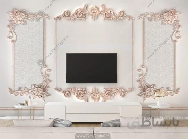 پوستر دیواری پشت تلویزیون قاب گچ بری BA-3447