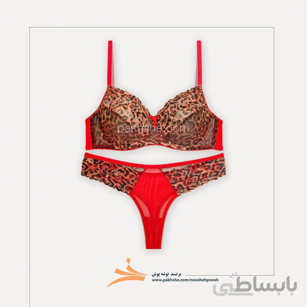 ست قرمز پلنگی فنردار برند نوشه پوش کد 84010
