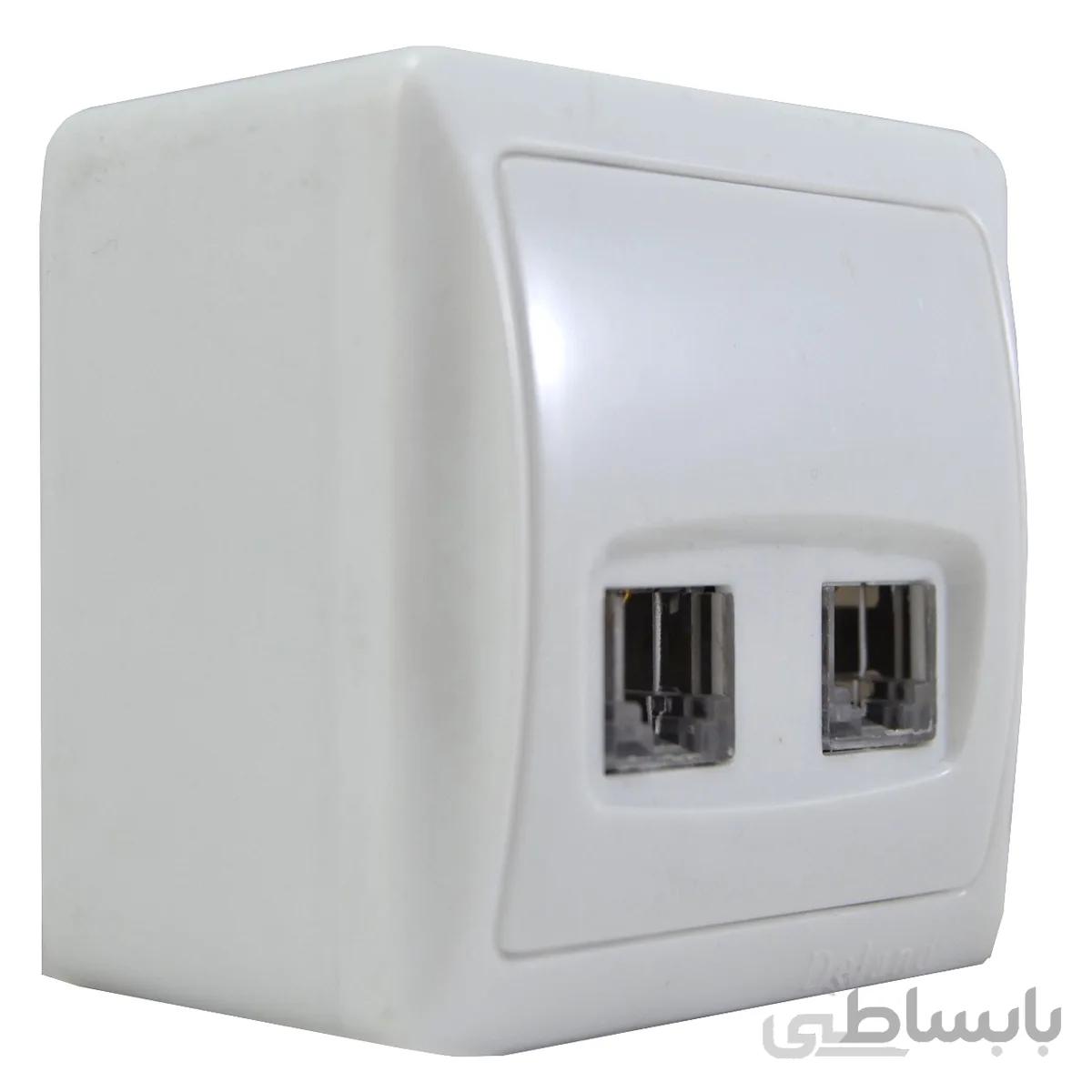 سوکت تلفن دوقلو (4خط) دلند طرح نسترن روکار