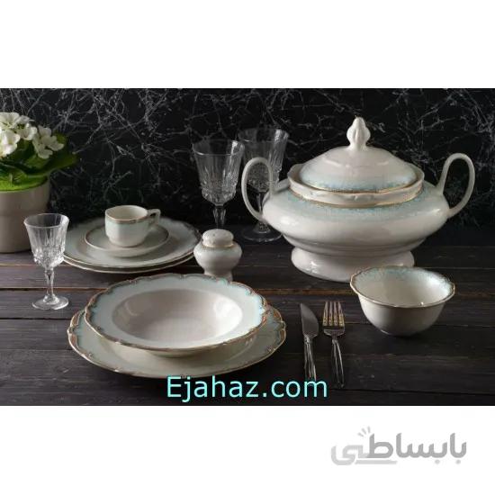 سرویس غذاخوری 12 نفره 98 پارچه بن چاینا پردیس ایزابل طرح دانیا فیروزه