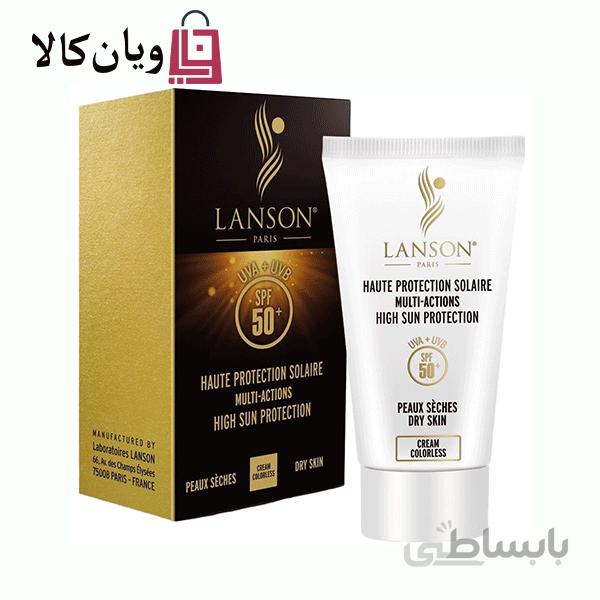 ضدآفتاب بی رنگ لانسون SPF 50 مخصوص پوست های خشک